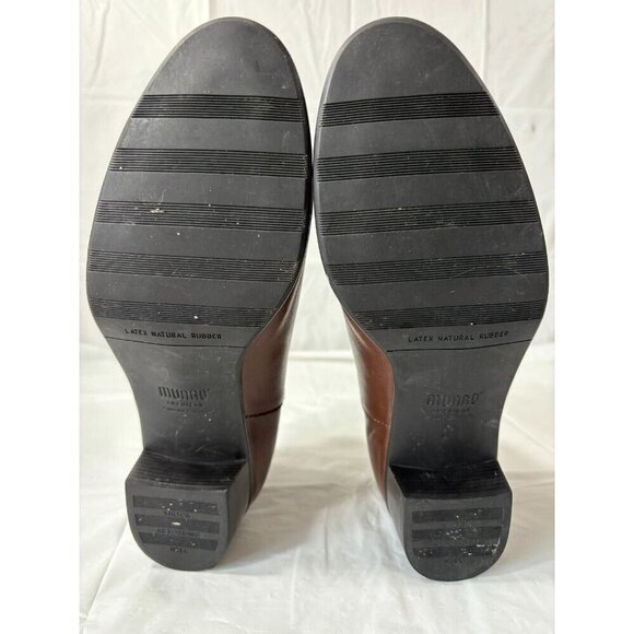 Munro Womens Shari Boot Size 9.5 Brown Leather Chelsea Bootie Block Heel Pull On - Picture 6 of 13